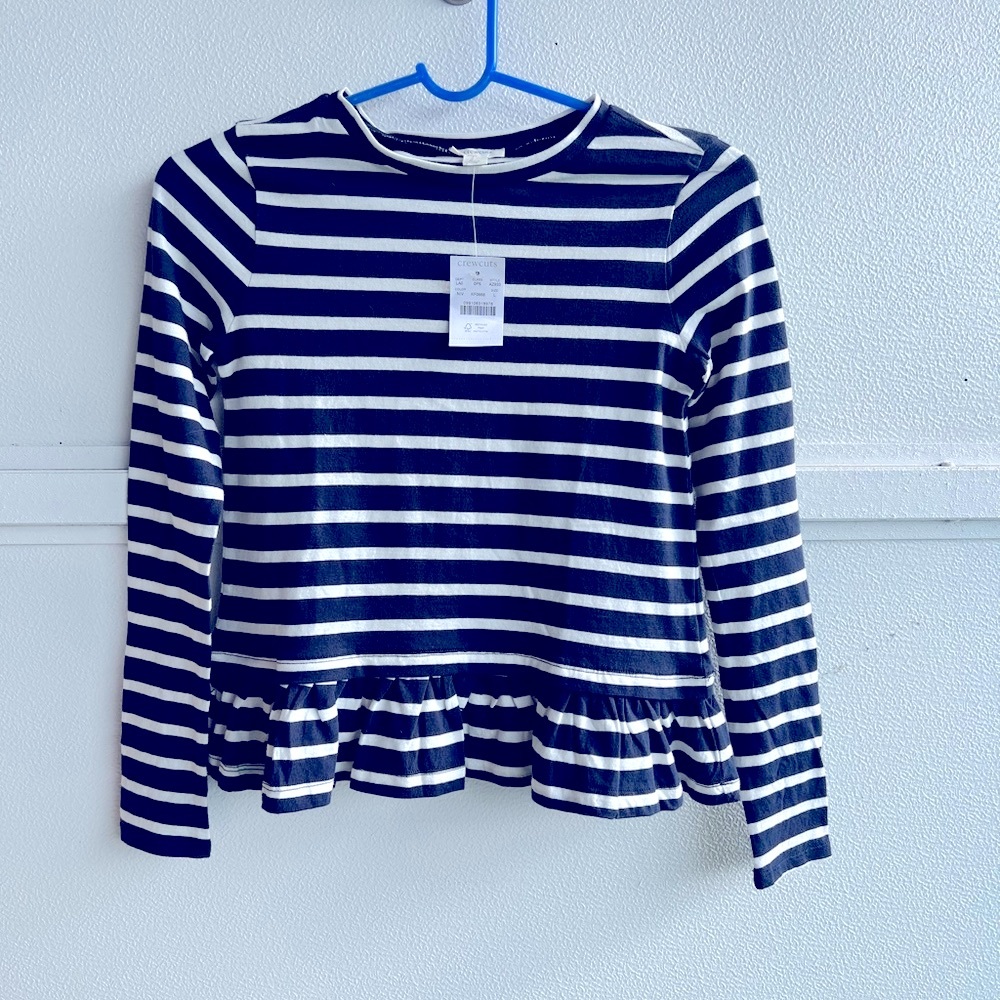 Girls J. Crew Crewcuts Coastal Navy/White Striped Long Sleeve Top girls L New